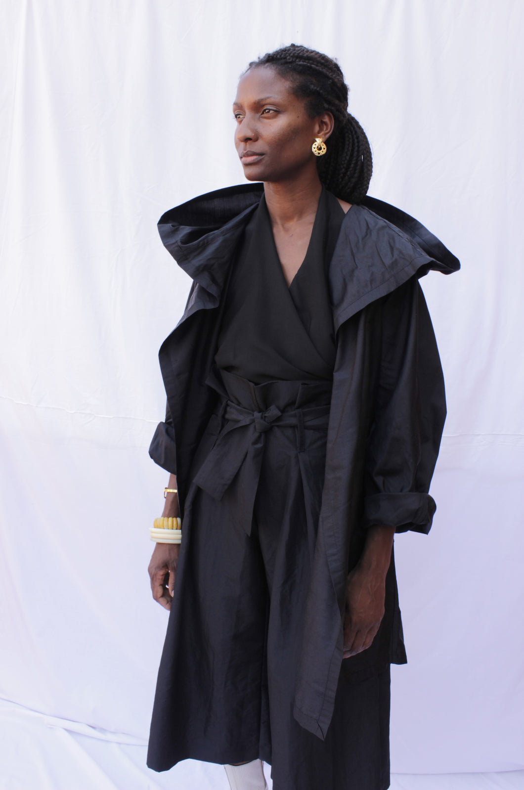 Hooded Silk Cape