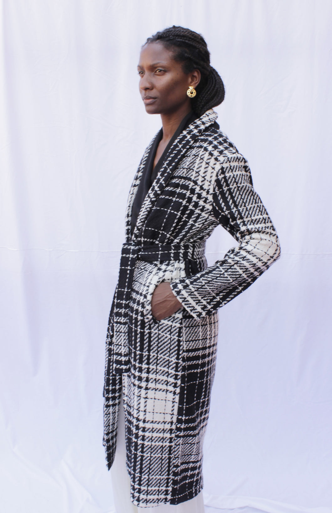 Checkered Coat With Belt