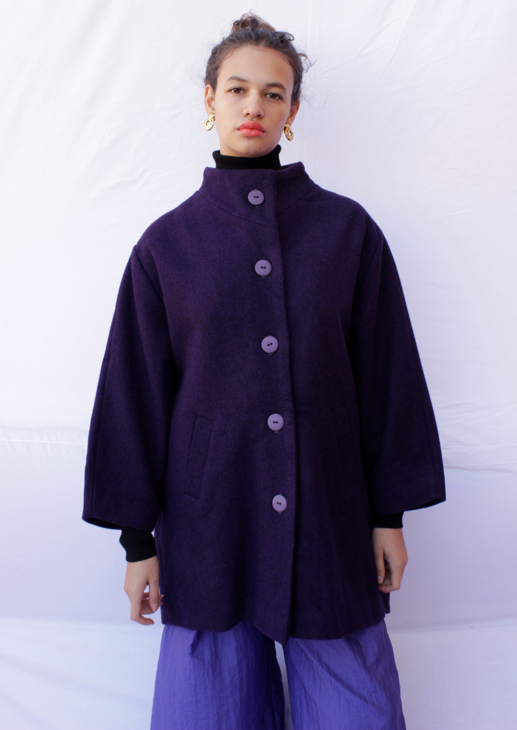 Plum Wool Overcoat